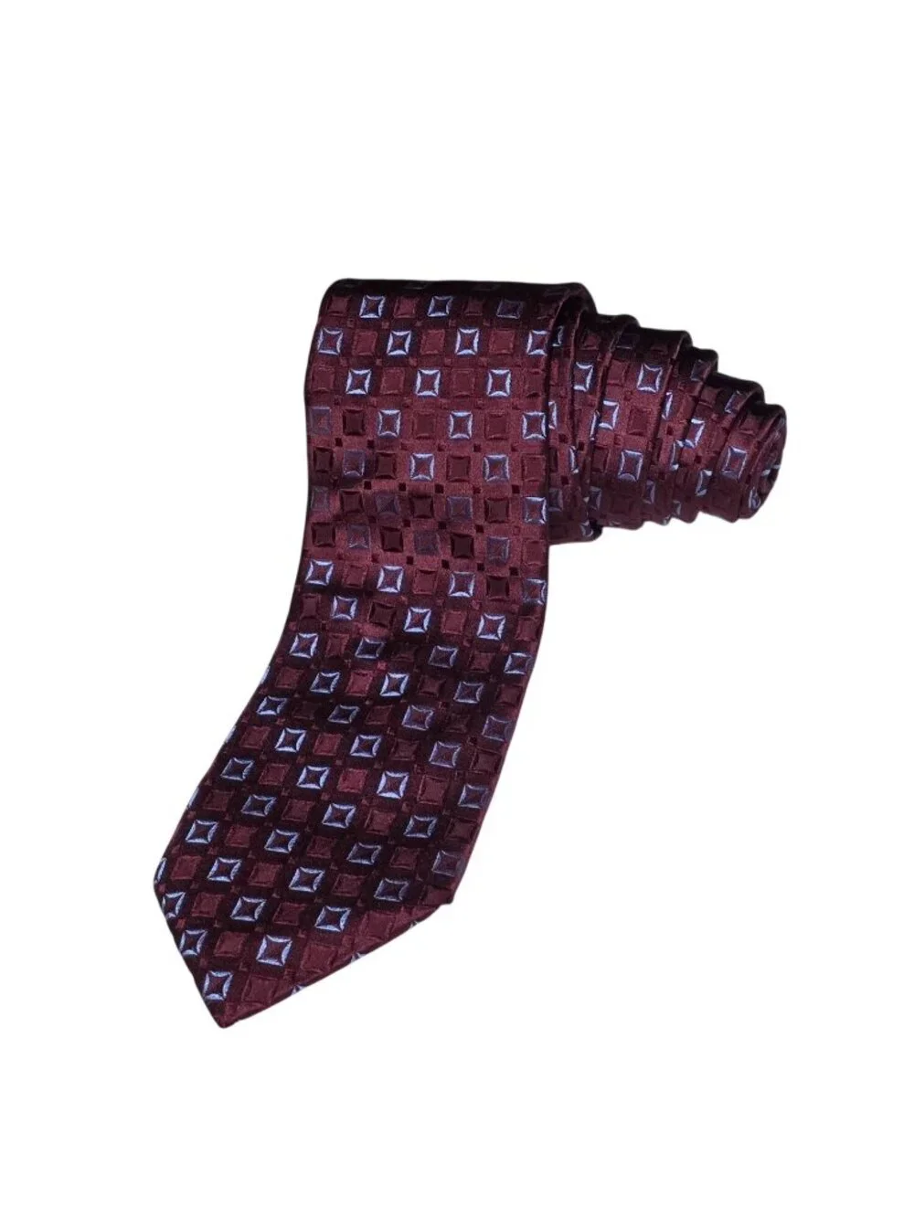 Guy Laroche Paris Burgundy Silk Geometric Tie (SKU#1187)